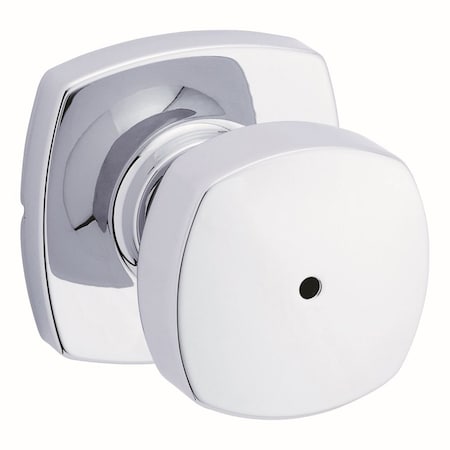 Kwikset Arroyo Knob with Midtown Rose Privacy Door Lock with 6AL Latch and RCS Strike Bright Chrome Finish 730AYKMDT-26